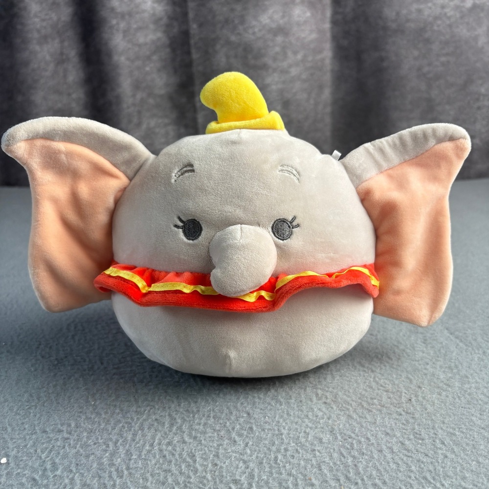 Disney Dumbo Elephant Plush Round Stuffed Animal Grey 7 Inch Circus Toy